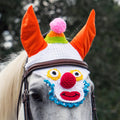 Colorful Funny Clown Face Halloween Costume Fly Veil Bonnet Horse Size