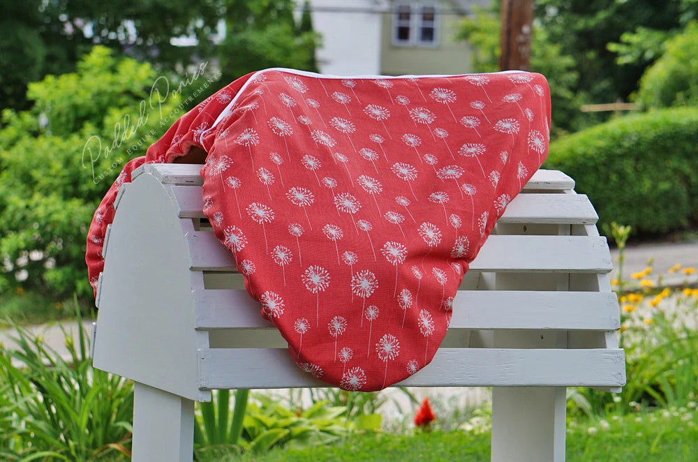 Coral Pink Dandelions Floral All Purpose Saddle Cover