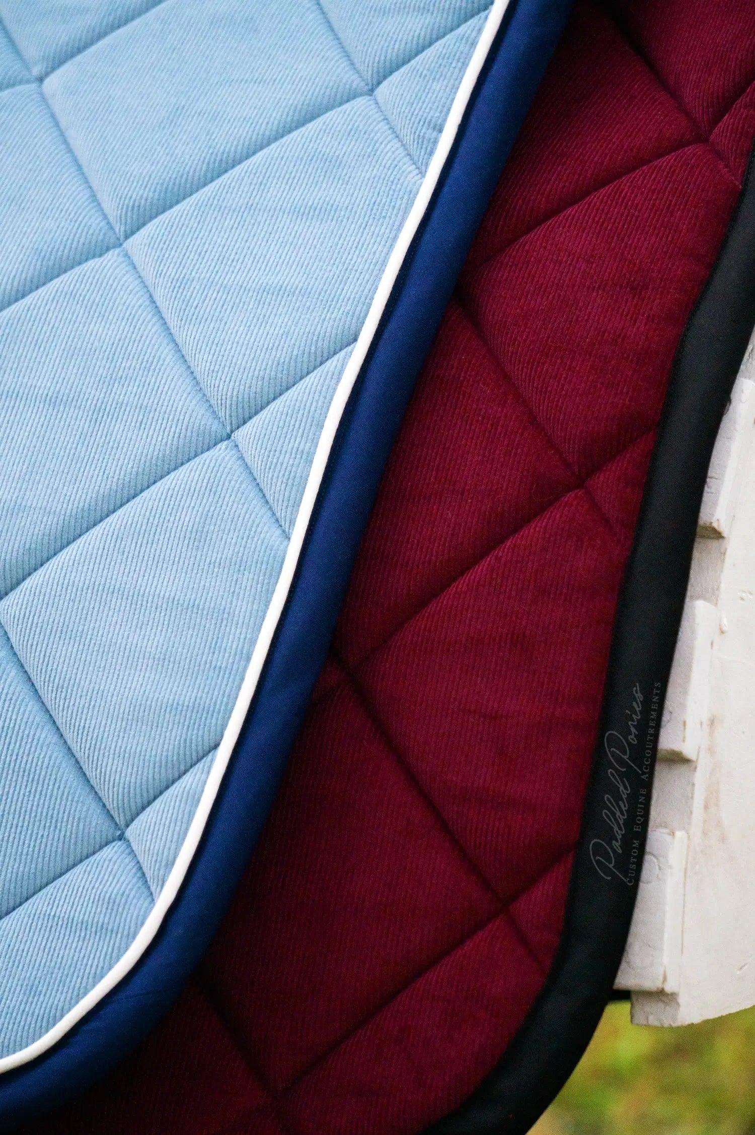 Blue and Burgundy Corduroy Saddle Pads