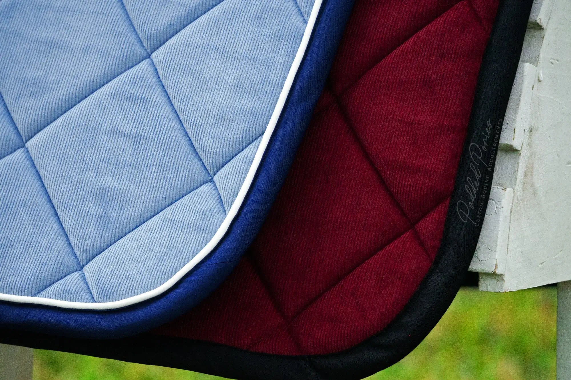 Blue and Burgundy Corduroy Saddle Pads