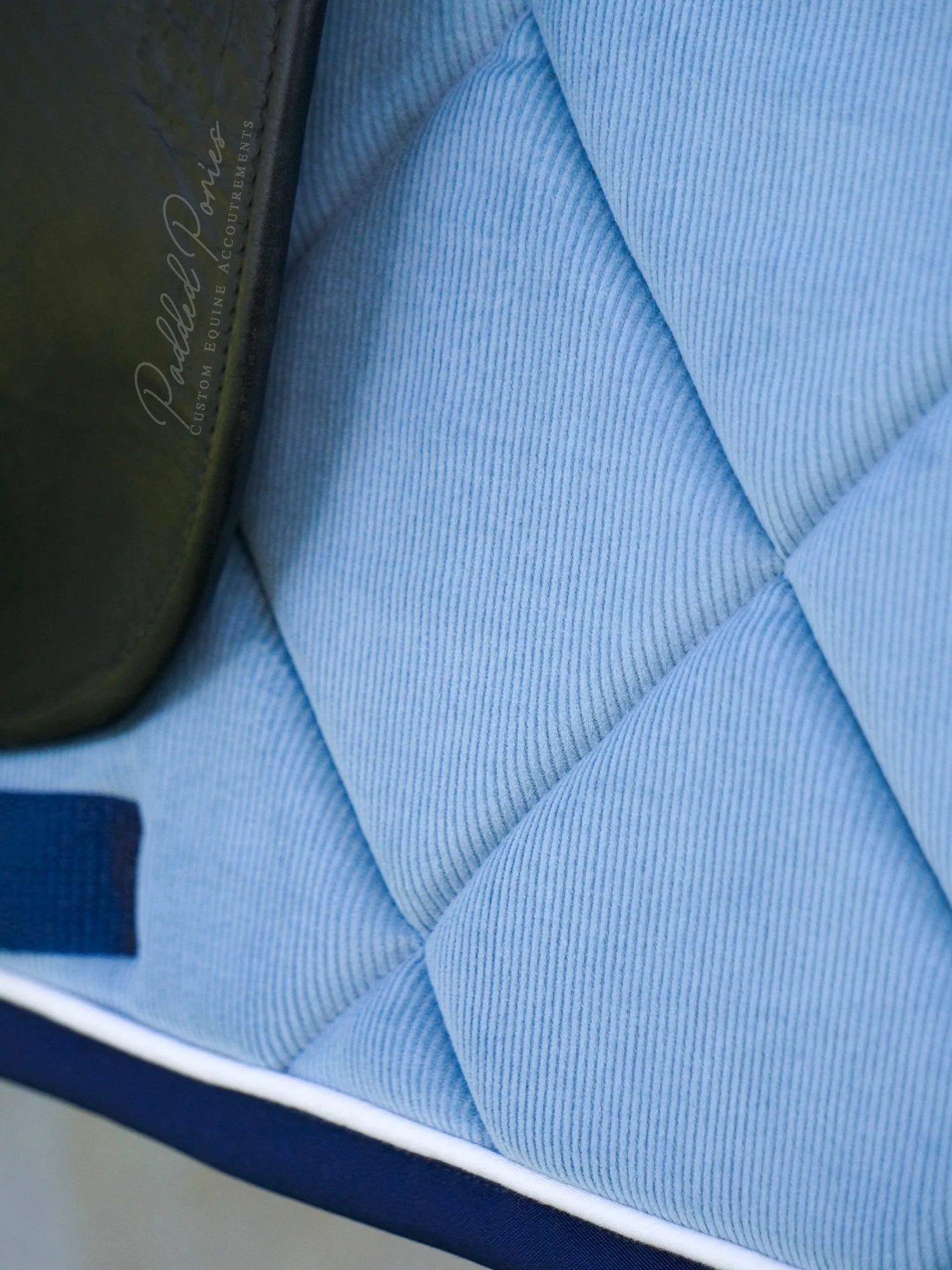 Baby Blue and Navy Blue Corduroy Dressage Saddle Pad