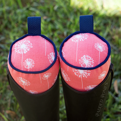Coral and Navy Dandelion Floral Boot Tree Stuffers