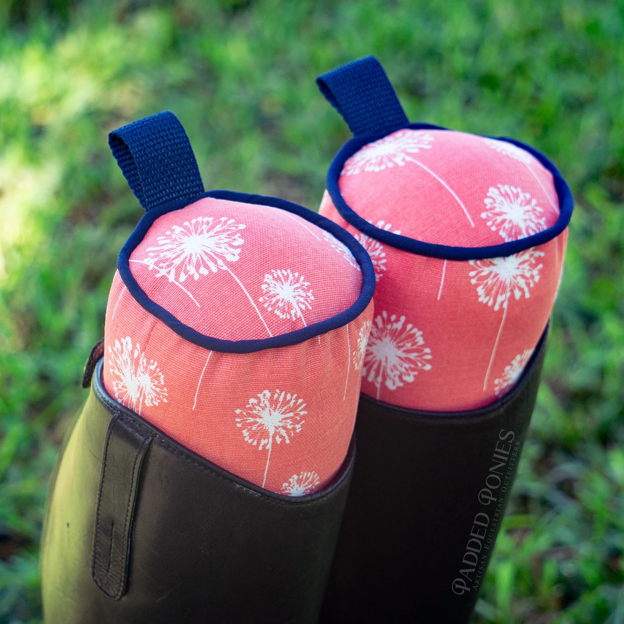 Coral and Navy Dandelion Floral Boot Tree Stuffers