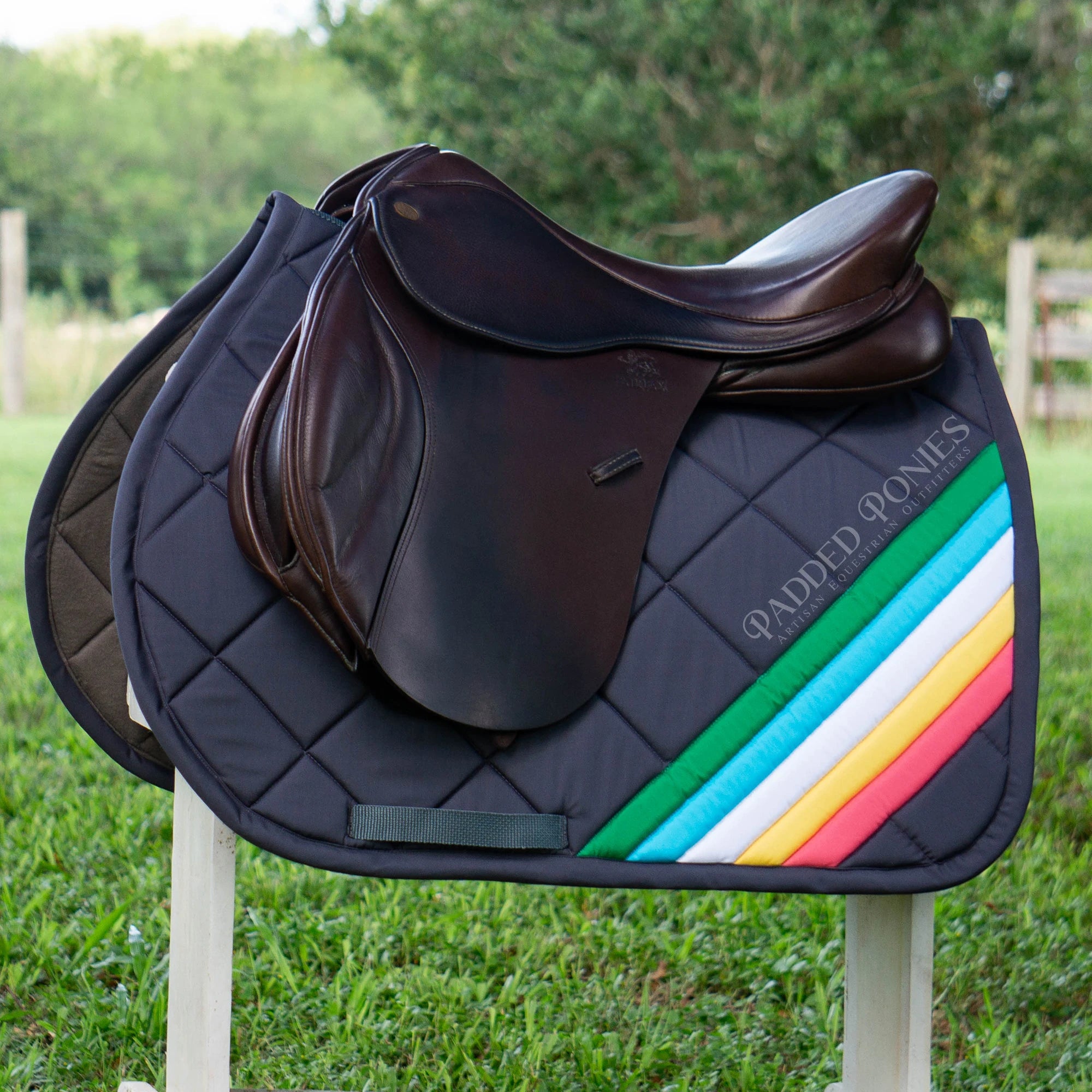 Custom Disability Pride Flag Corner Stripe Saddle Pad