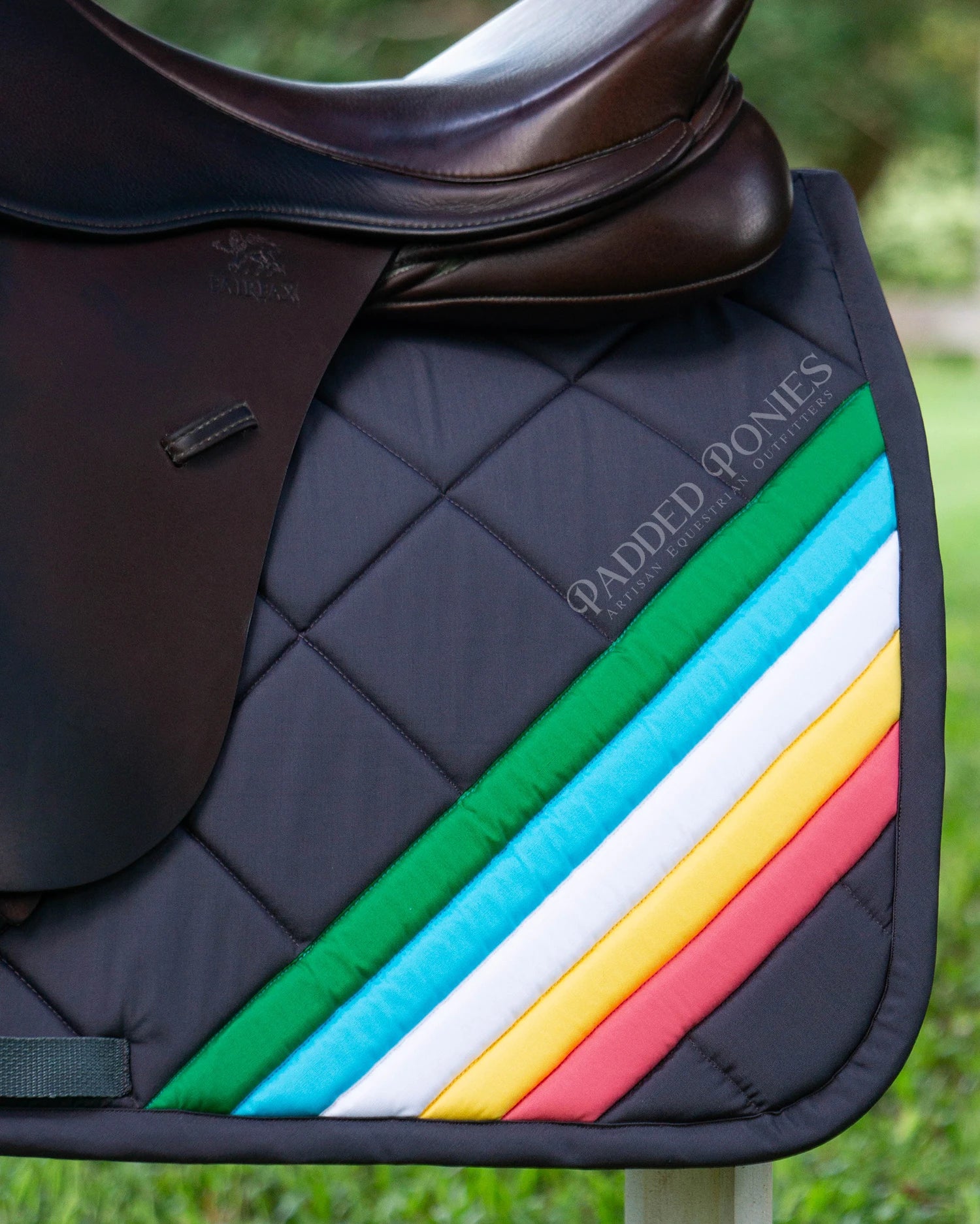 Custom Disability Pride Flag Corner Stripe Saddle Pad