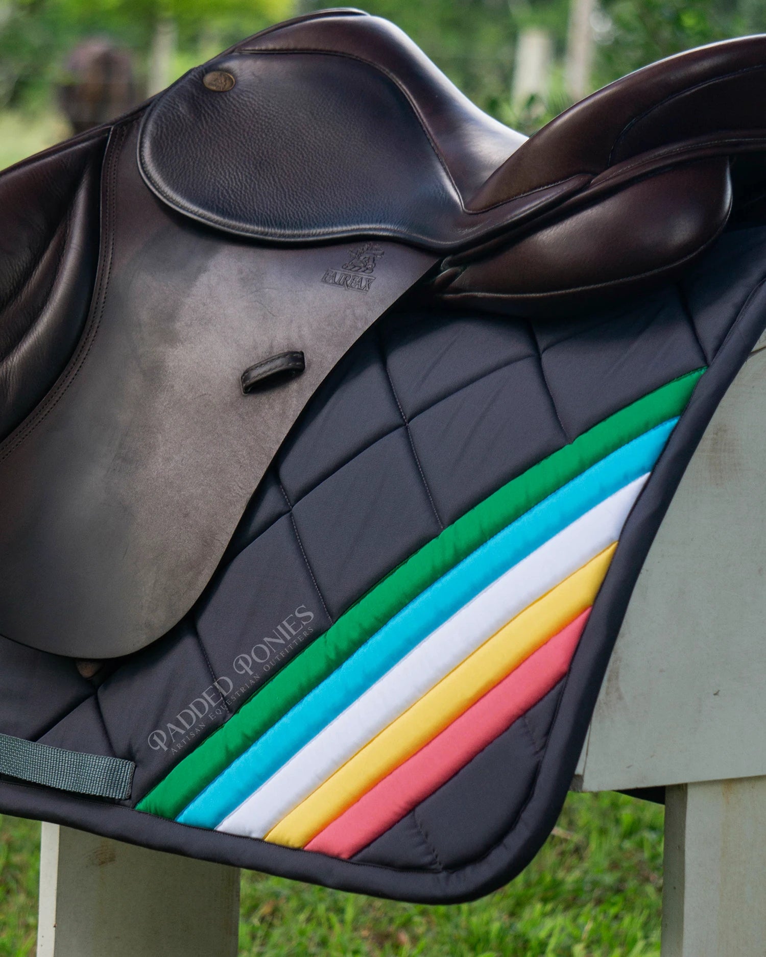Custom Disability Pride Flag Corner Stripe Saddle Pad