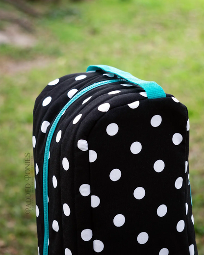 Black and Turquoise Teal Polka Dot Boot Bag