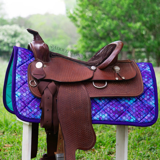Purple and Turquoise Dragon Scales Western Saddle Pad