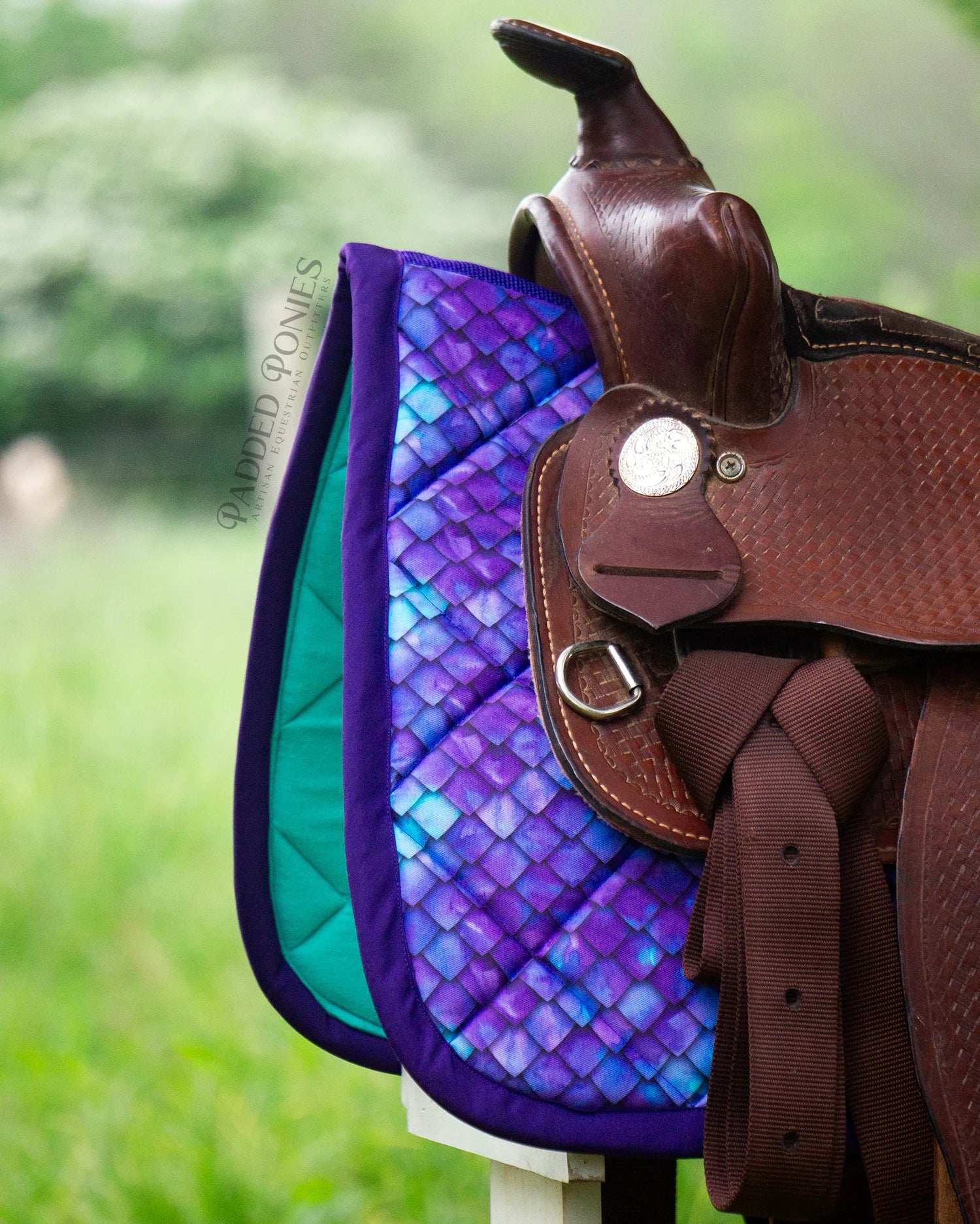 Purple and Turquoise Dragon Scales Western Saddle Pad