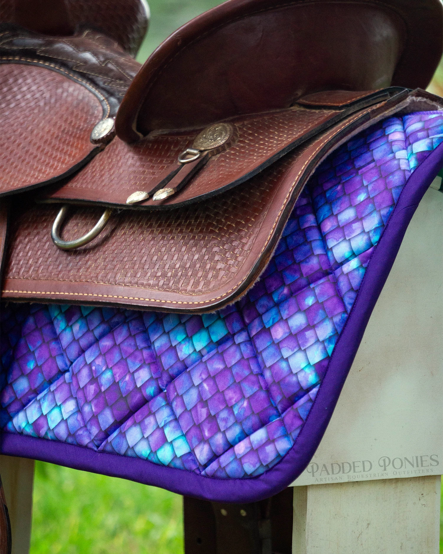 Purple and Turquoise Dragon Scales Western Saddle Pad