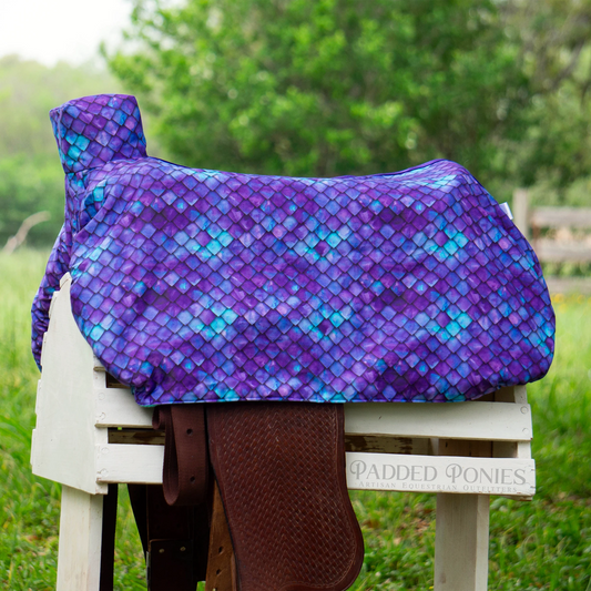 Purple and Turquoise Dragon Scales Western Saddle Cover