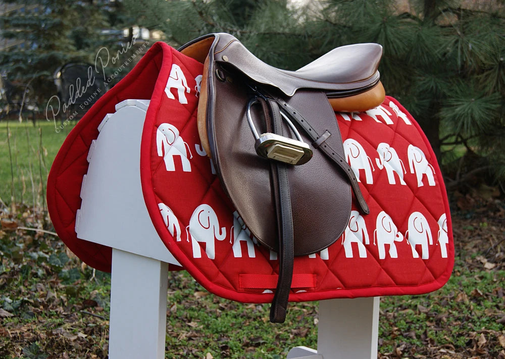 Red Elephants Animal Print All Purpose Saddle Pad