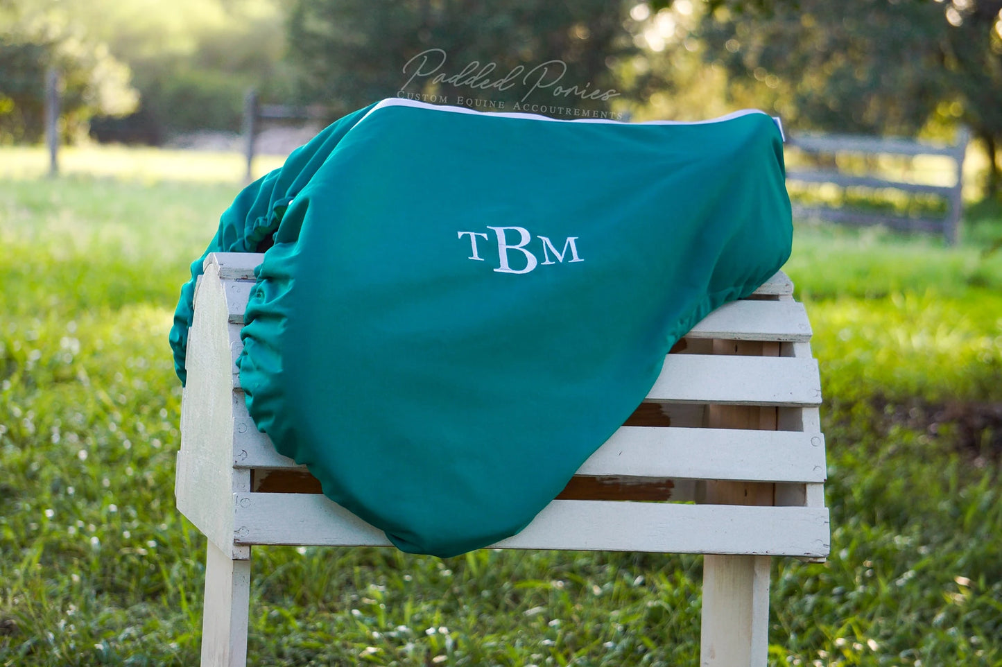 Emerald Green Monogrammed Solid Color All Purpose Saddle Cover