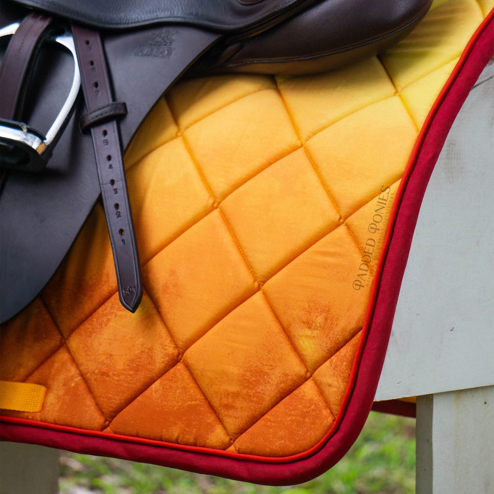 Orange, Red, and Yellow Solar Flare Ombre All Purpose Saddle Pad