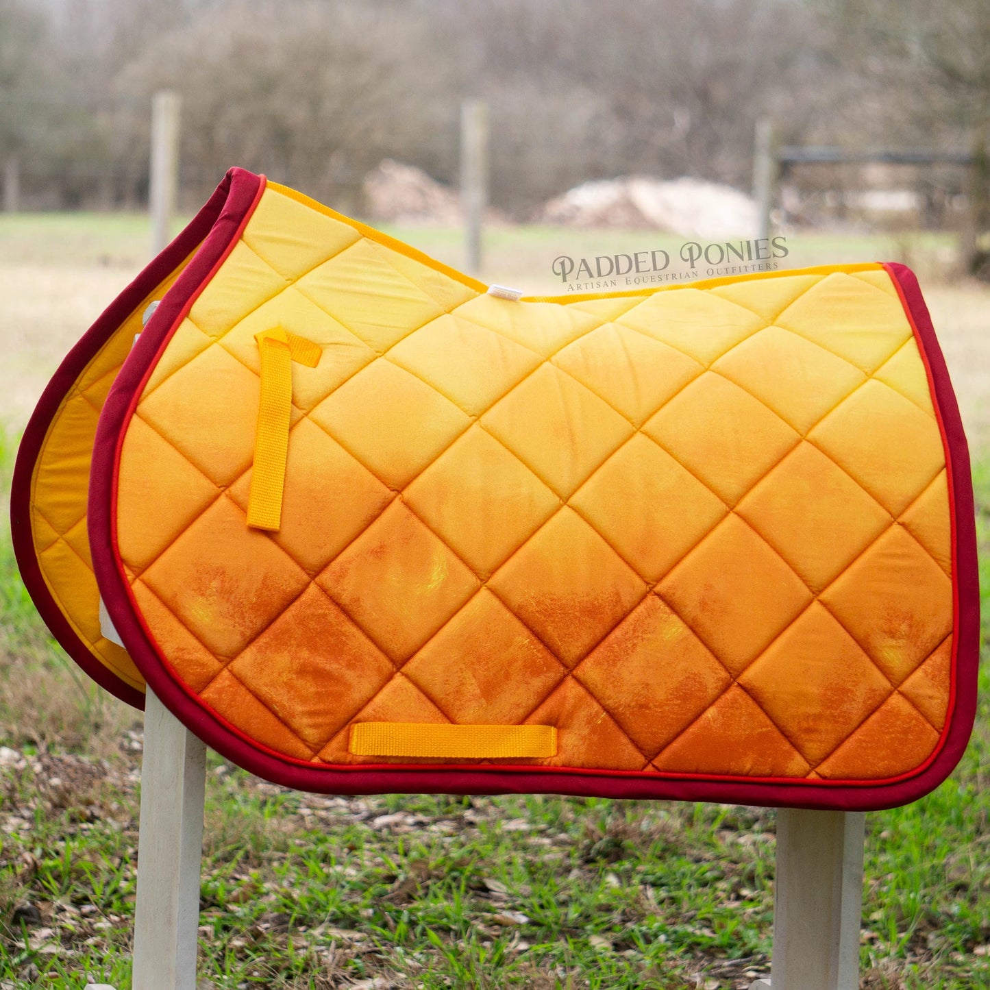 Orange, Red, and Yellow Solar Flare Ombre All Purpose Saddle Pad