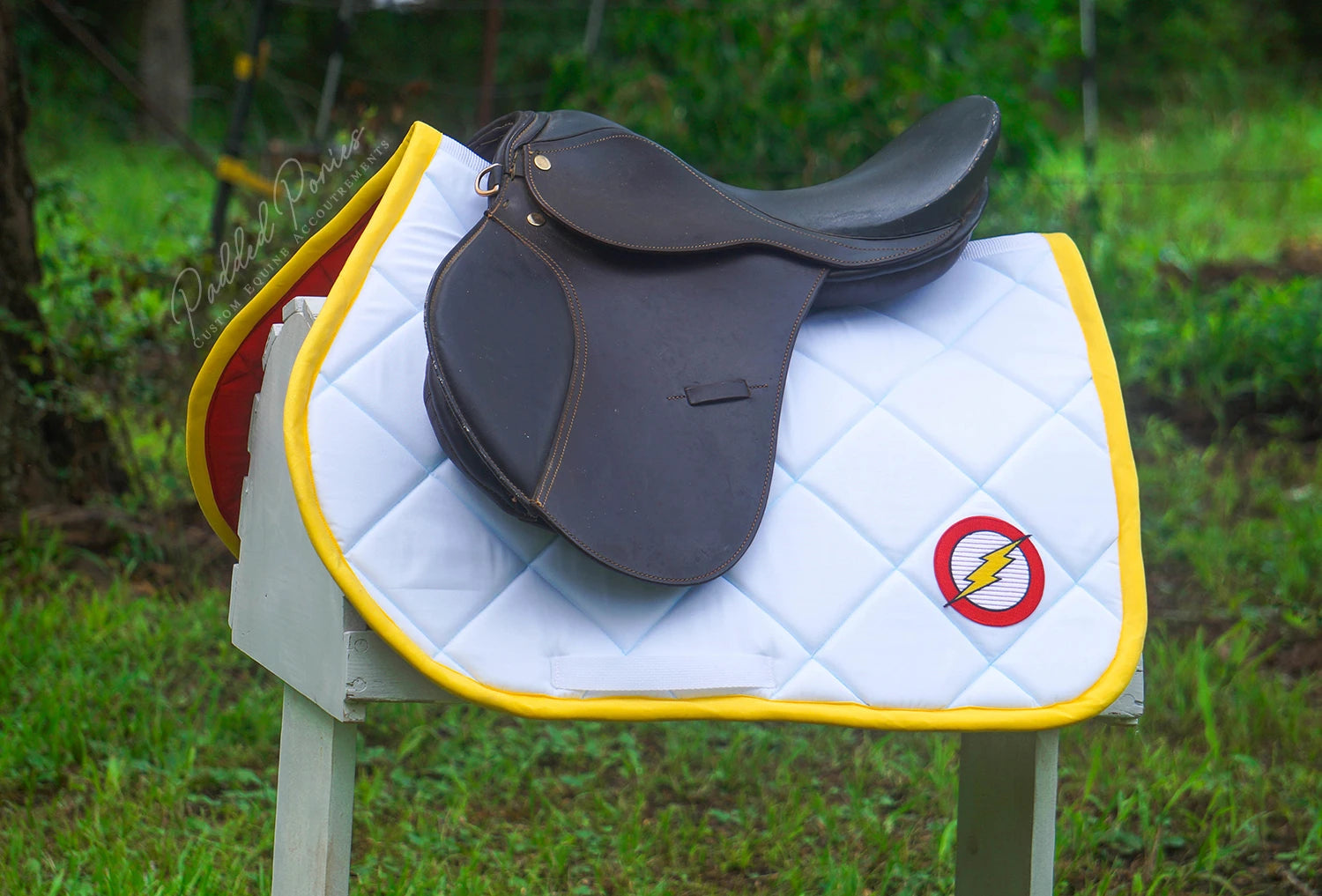 White and Yellow DC Comics The Flash Superhero Patch All Purpose Pony Saddle Pad