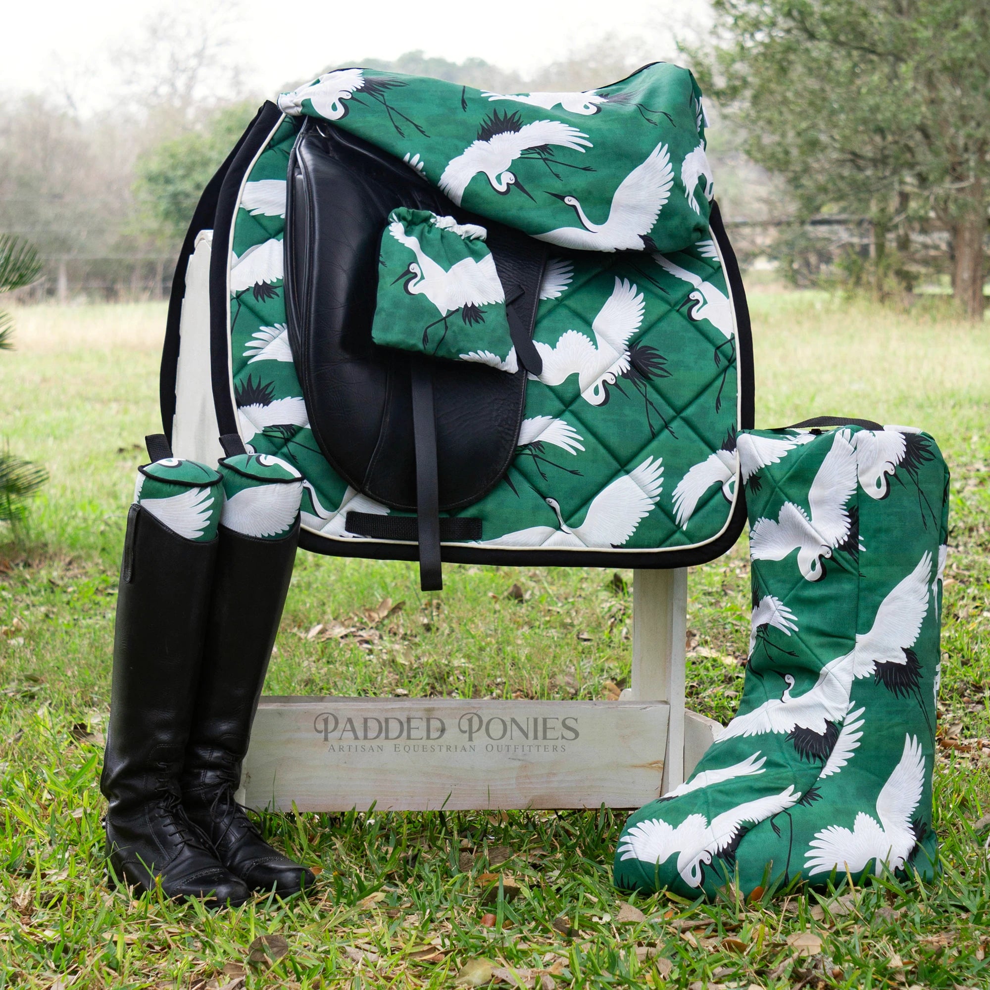 Emerald Green Cranes Dressage Matching Tack Set