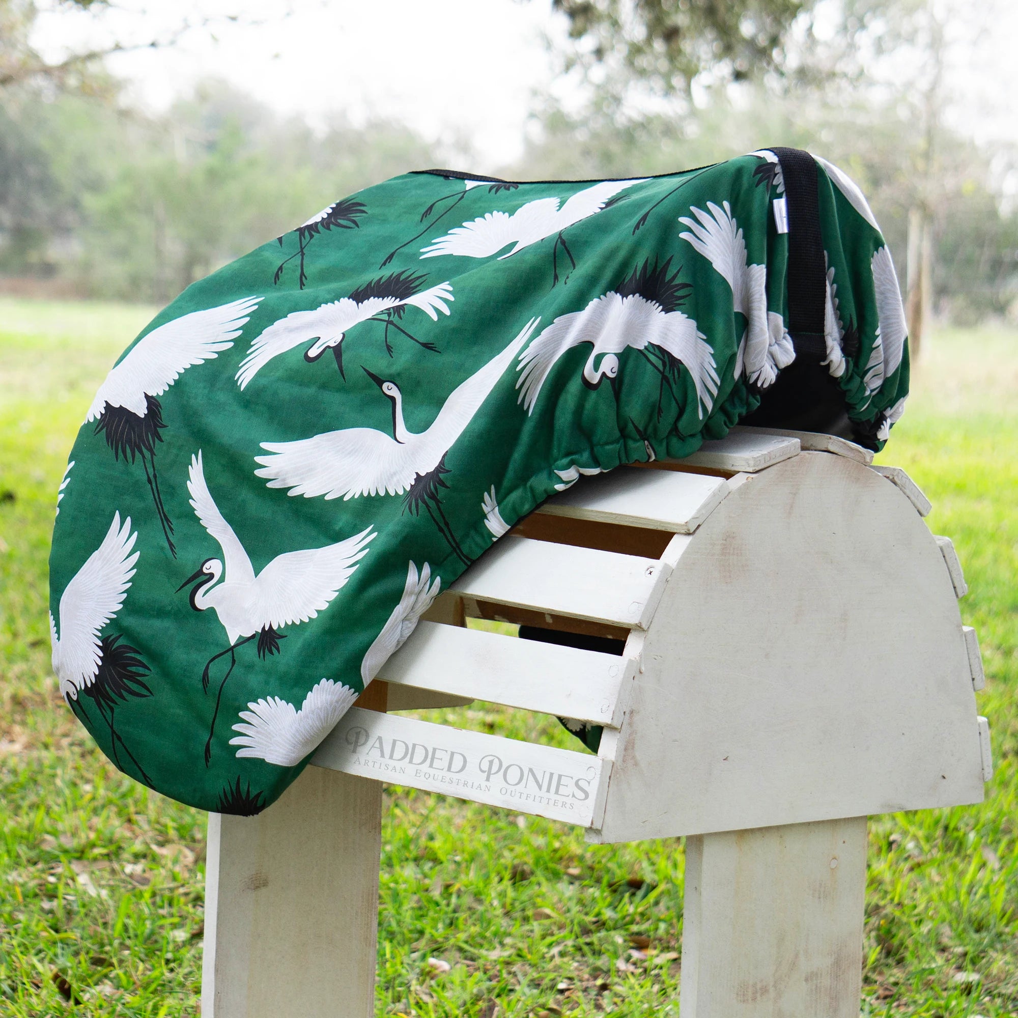 Emerald Green Cranes Dressage Fleece Saddle Cover
