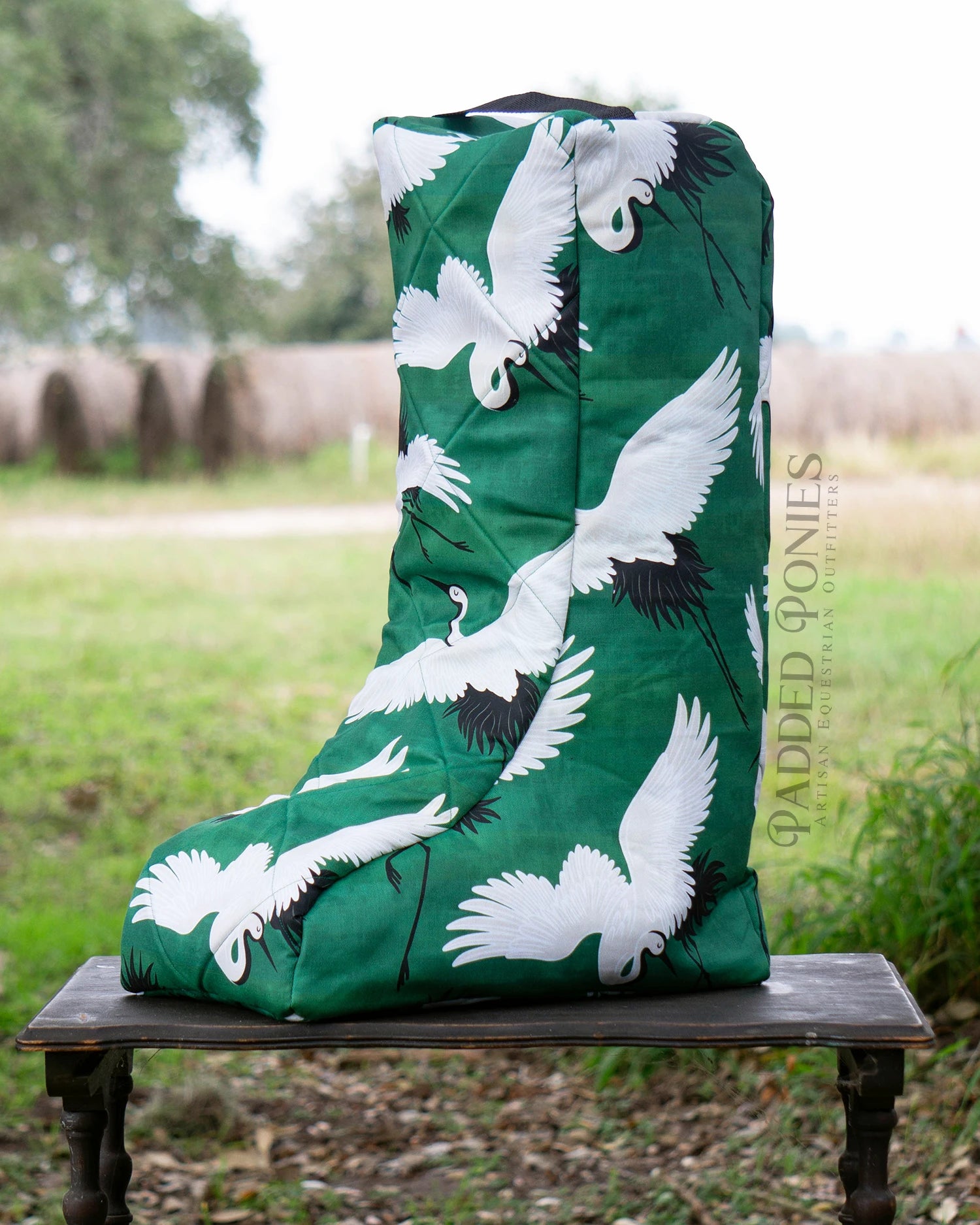 Emerald Green Cranes Equestrian Tall Boot Bag