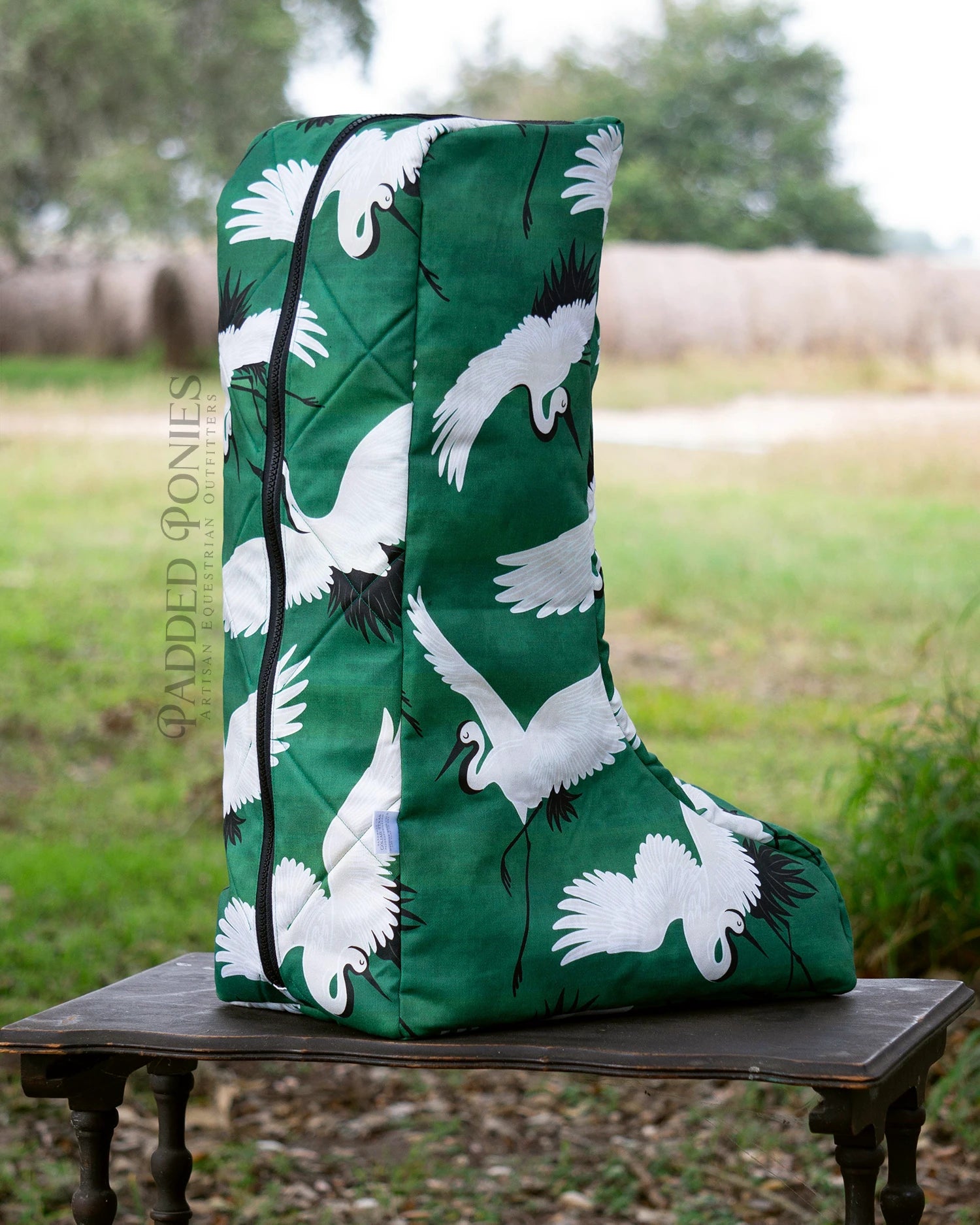 Emerald Green Cranes Equestrian Tall Boot Bag