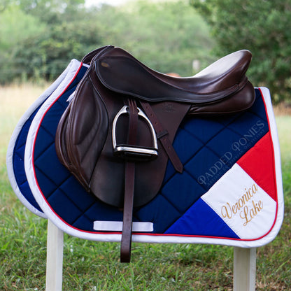 France Flag Corner All Purpose Saddle Pad With Monogram