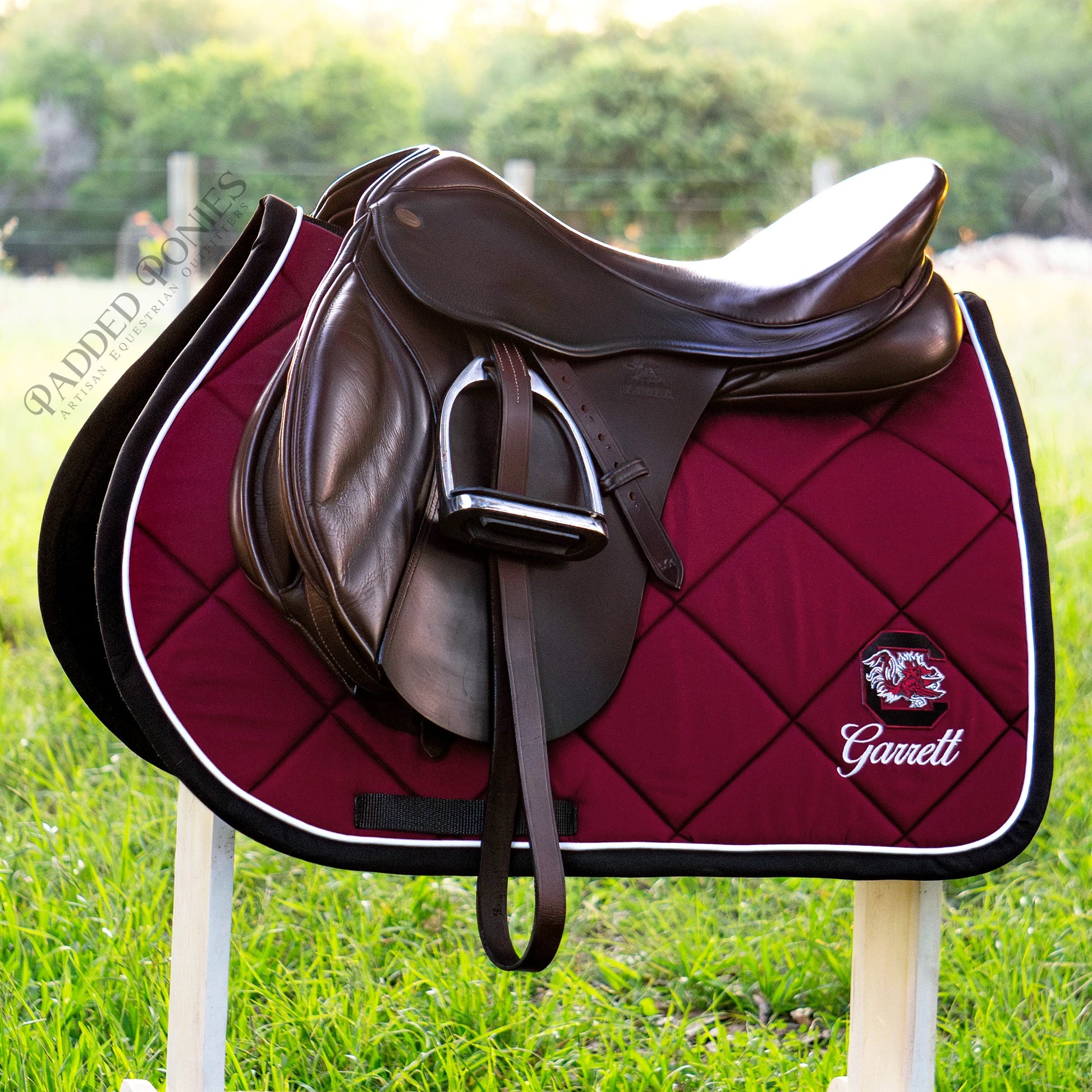 Burgundy and Black University of South Carolina Gamecocks Patch All Purpose Saddle Pad with Embroidery