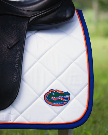 University of Florida Gators Patch White and Blue Dressage Saddle Pad