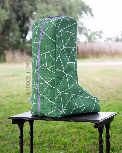 Green Geometric Glass Boot Bag