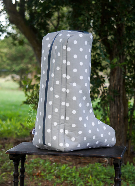 Gray Polka Dot Tall Boot Bag