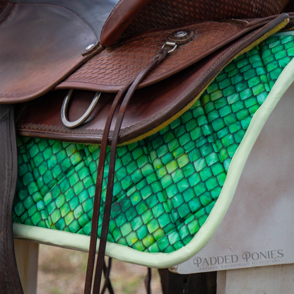 Green Serpent Snake Dragon Scales Western Saddle Pad