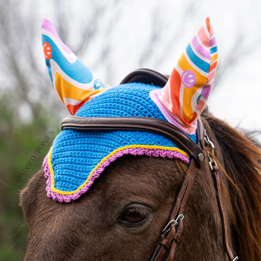 The Groovy Collection Psychedelic Waves Horse Fly Veil Bonnet