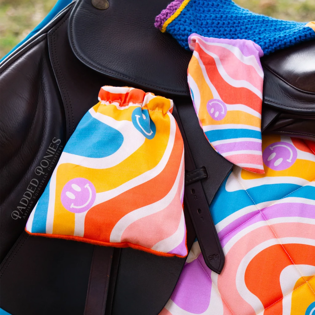 The Groovy Collection Psychedelic Waves Stirrup Covers and Fly Veil Bonnet