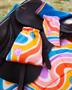 The Groovy Collection Psychedelic Waves Horse Fly Veil Bonnet and Stirrup Covers