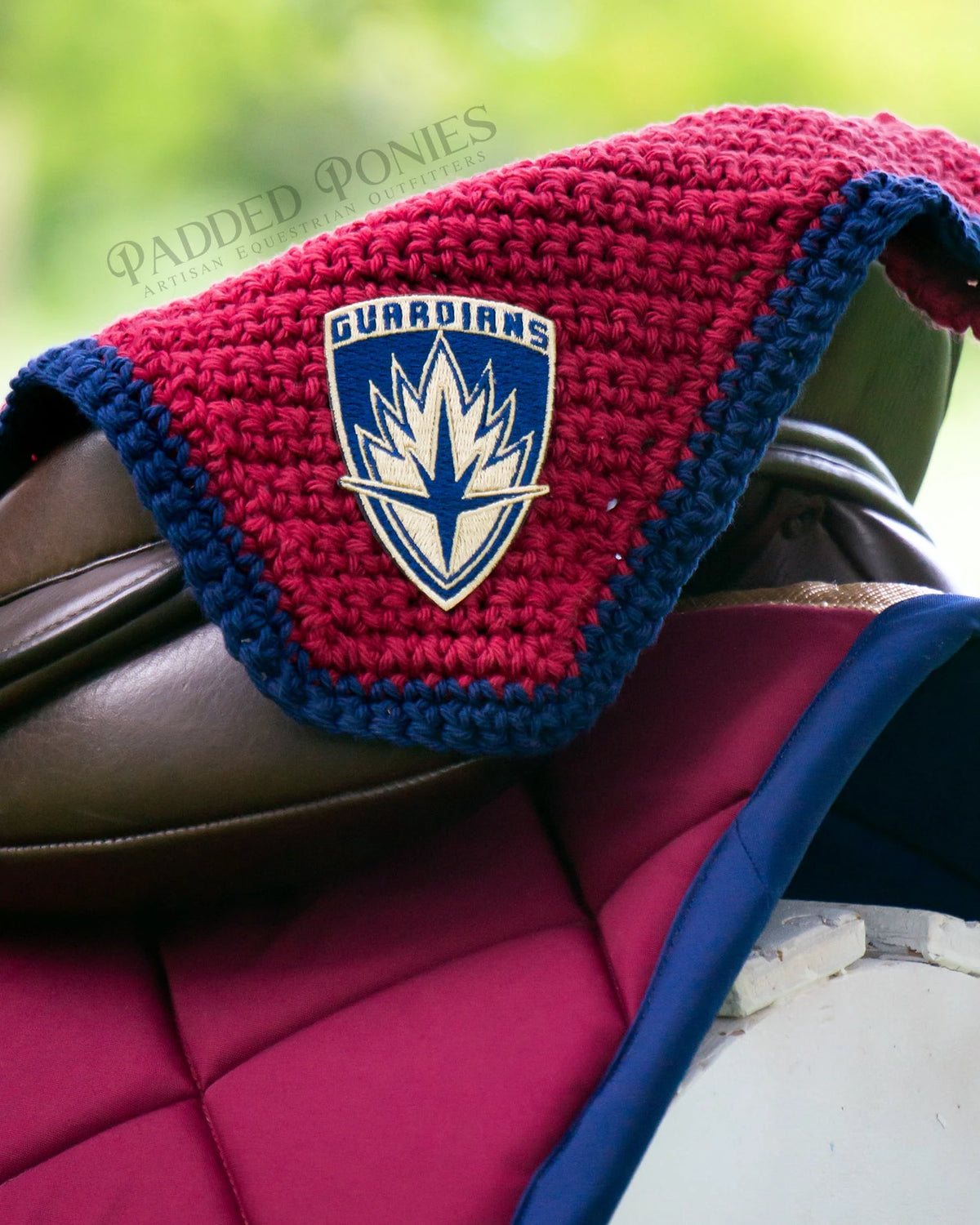 Burgundy and Navy Blue Marvel Guardians of the Galaxy Superhero Patch Fly Veil Bonnet