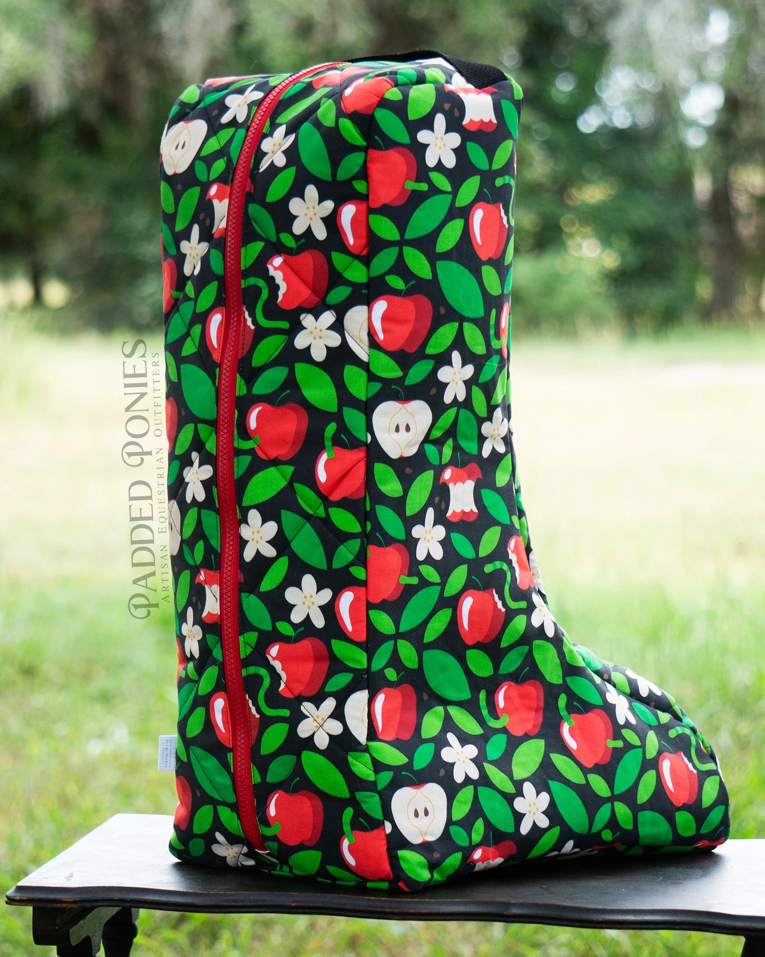 Honeycrisp Apple Red and Black Padded Tall Boot Bag