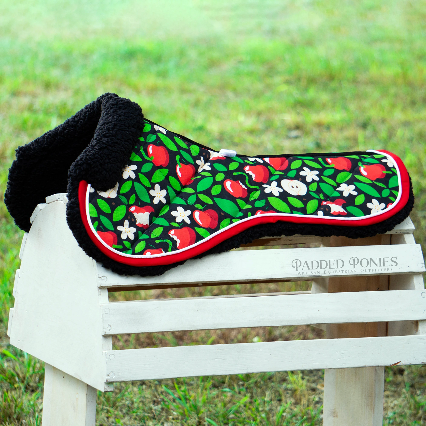 Honeycrisp Apple Red and Black All Purpose Faux Fleece Half Pad