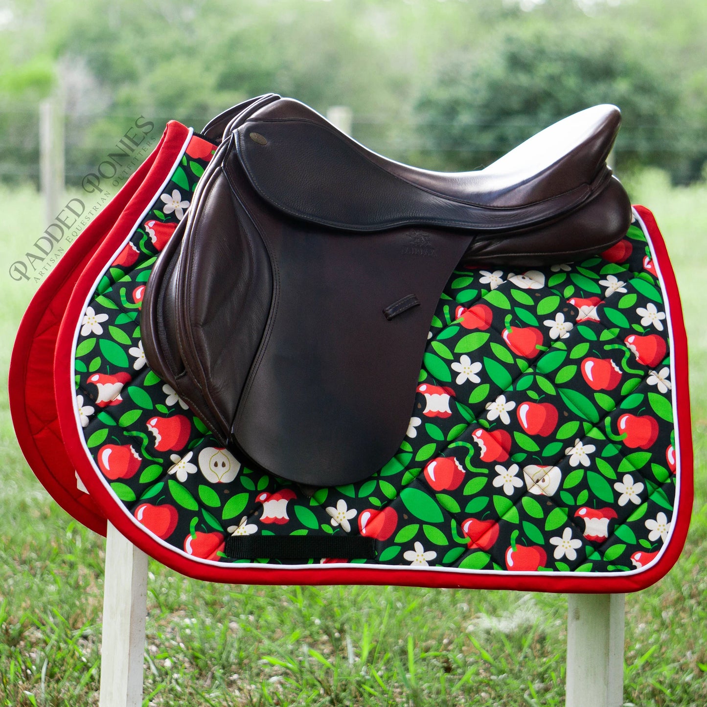 Honeycrisp Apple Red and Black All Purpose Saddle Pad