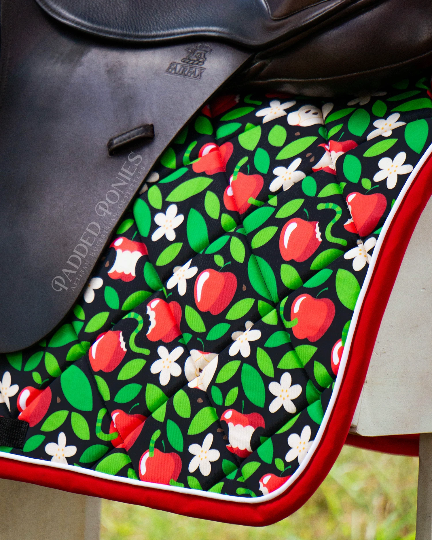 Honeycrisp Apple Red and Black All Purpose Saddle Pad