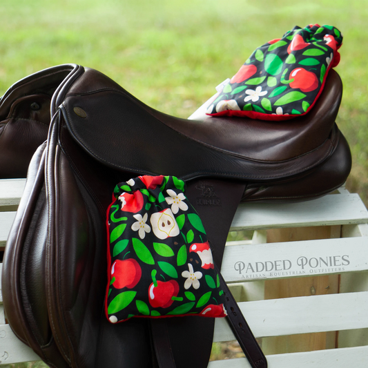 Honeycrisp Apple Red and Black Stirrup Covers