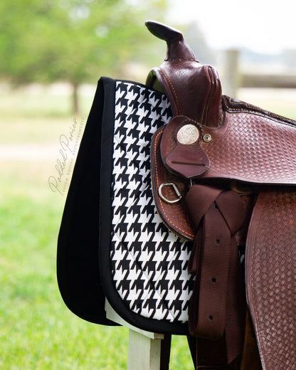 Black and White Houndstooth Plaid Western Saddle Pad