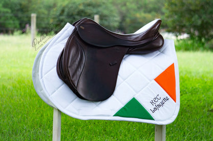 Irish Corner Flag White Jump Saddle Pad