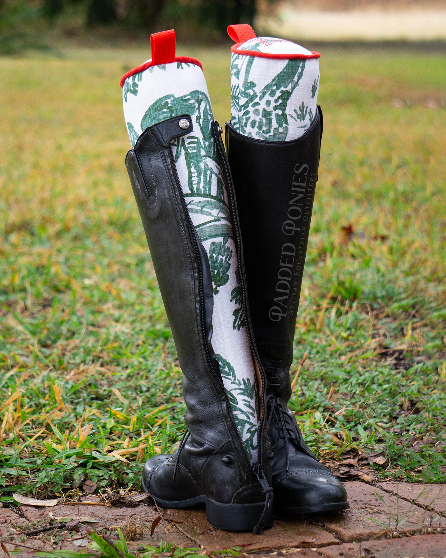 Green and Orange Jungle Animal Print Boot Trees with Monogram