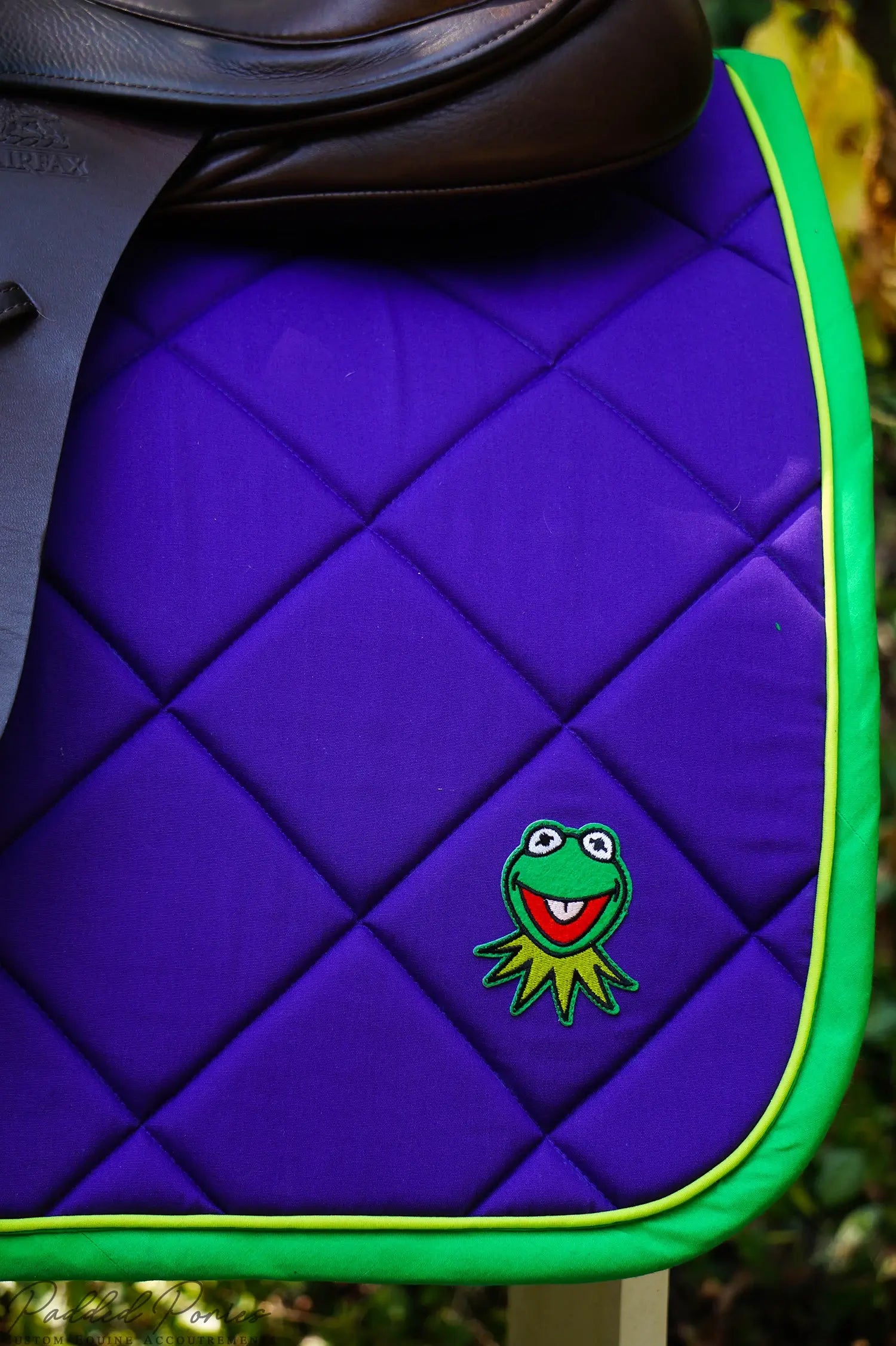 The Muppets Kermit The Frog Patch Purple and Green All Purpose Saddle Pad