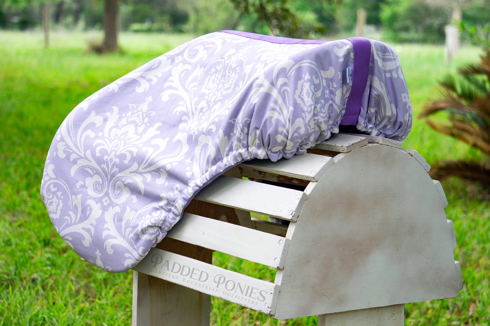 Lavender Damask Floral All Purpose Saddle Cover