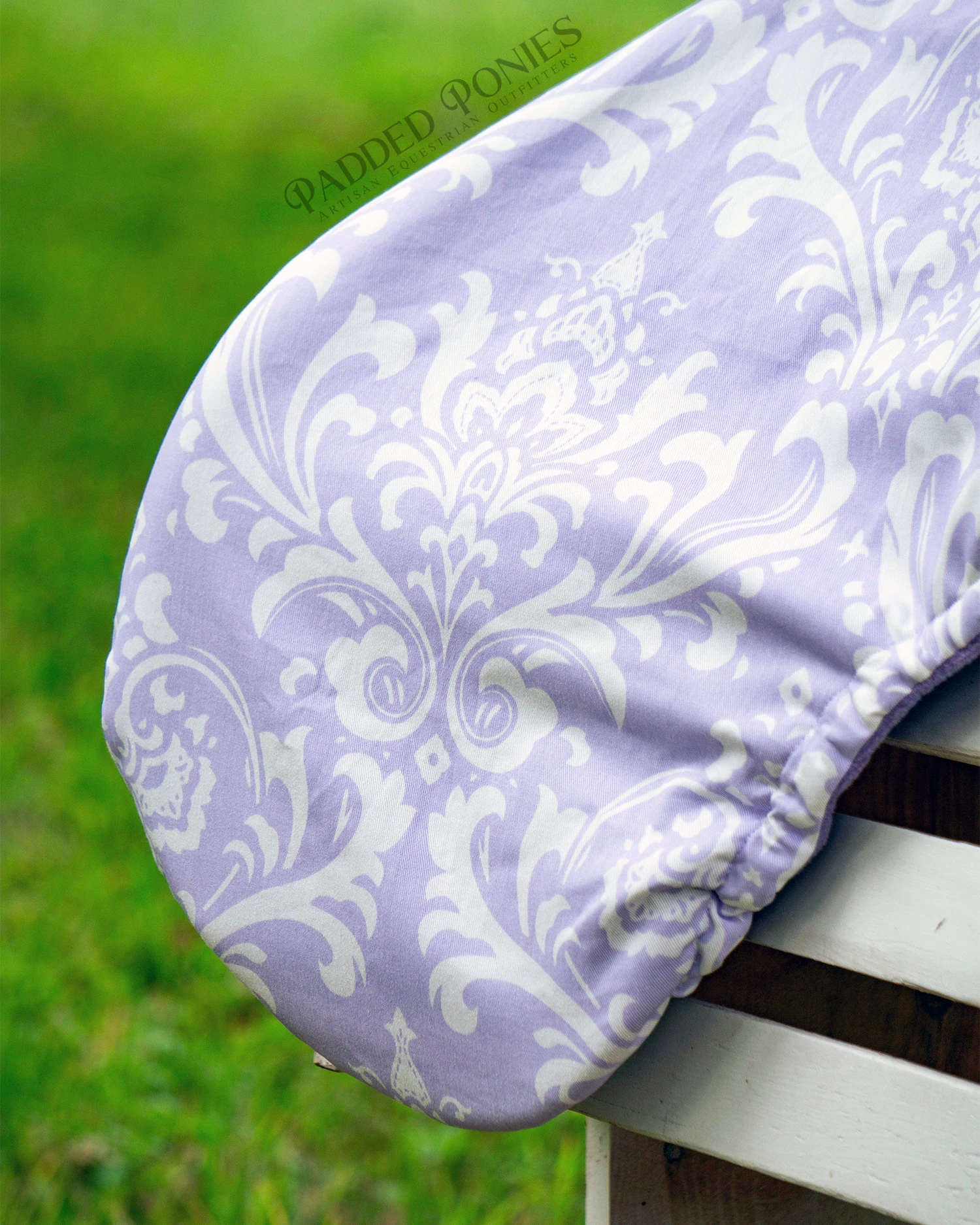 Lavender Damask Floral All Purpose Saddle Cover