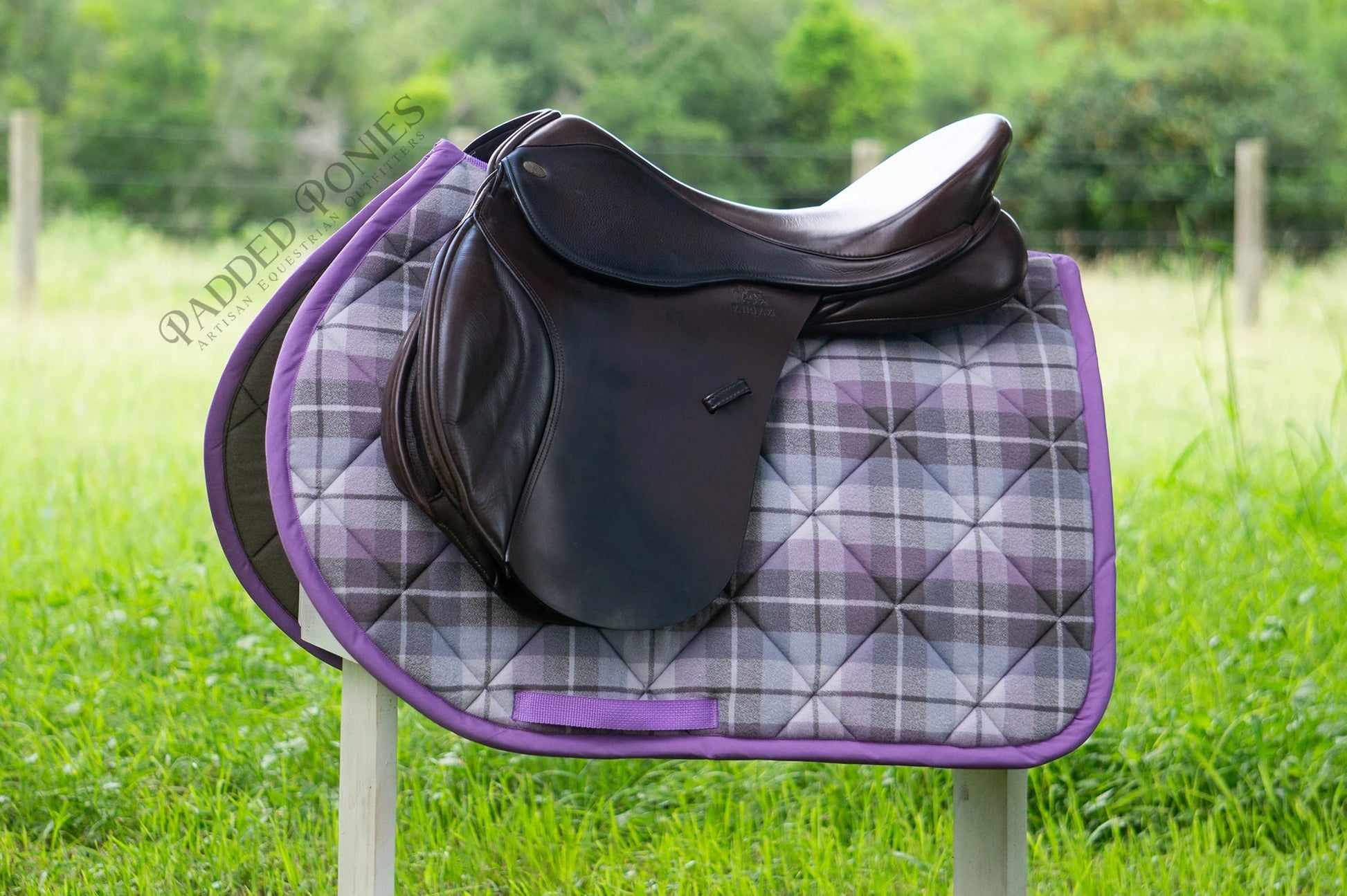 Lavender Purple and Gray Plaid Flannel Jump Saddle Pad