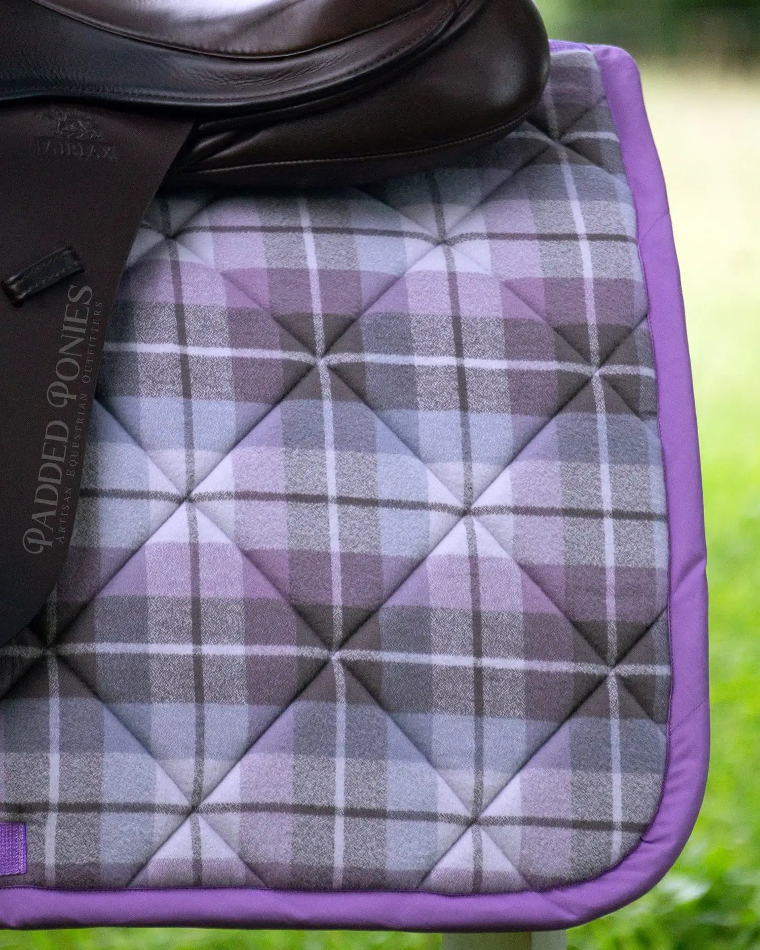 Lavender Purple and Gray Plaid Flannel All Purpose Saddle Pad