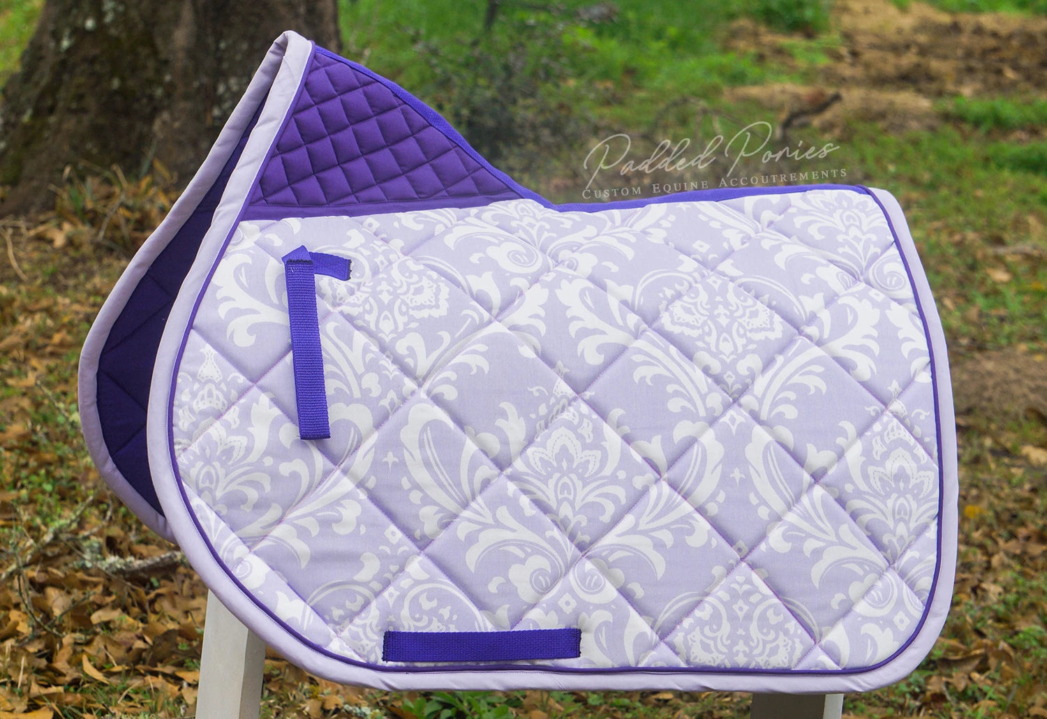 Lavender and Purple Floral Damask All Purpose Saddle Pad with High Wither