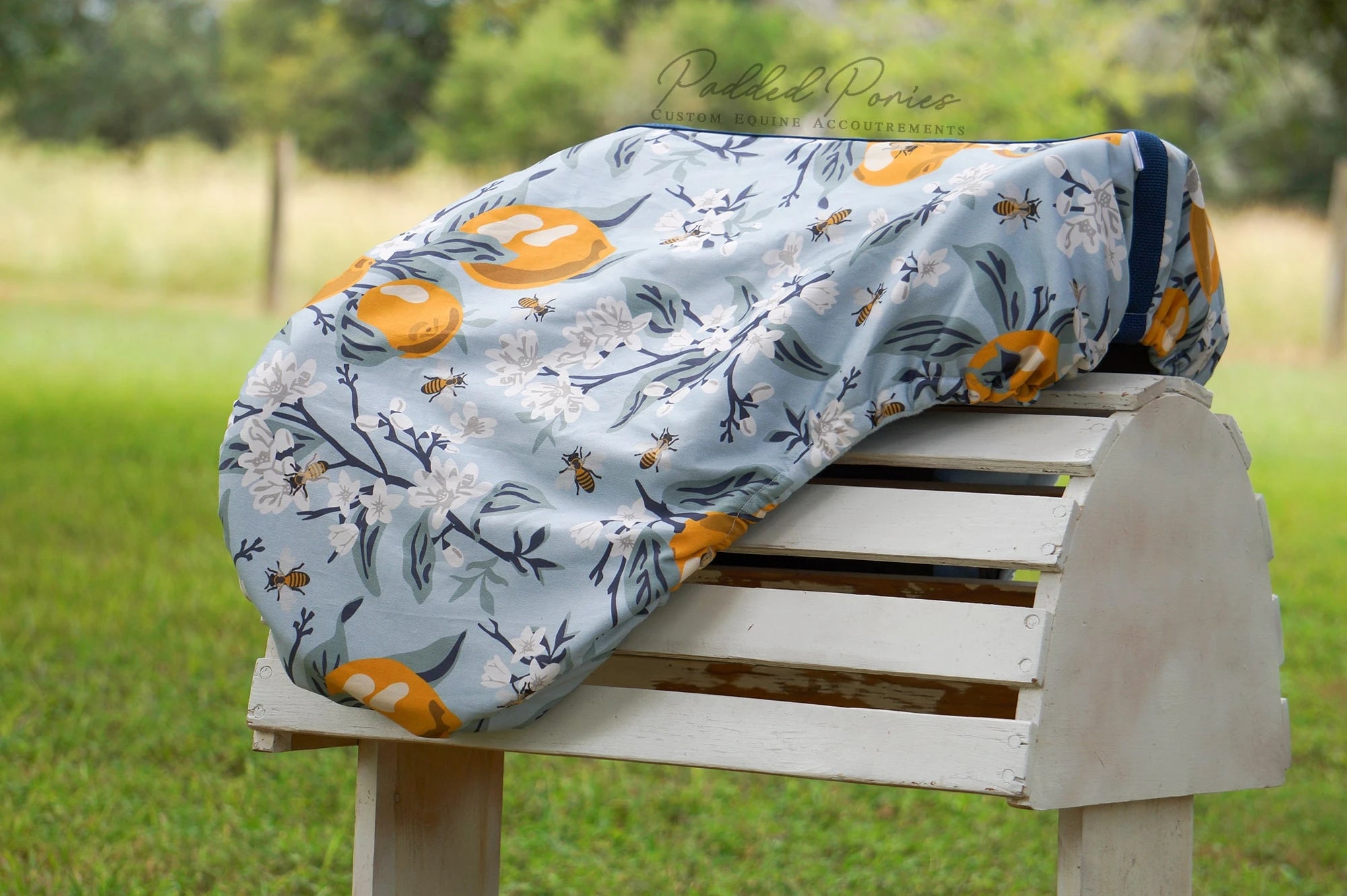 Custom Saddle Cover Lemons and Bees