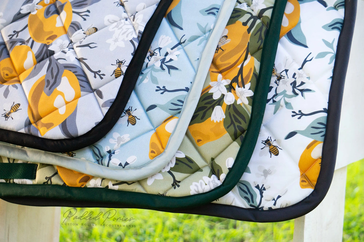 Lemons and Bees Floral Saddle Pads